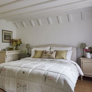 master bedroom in 17th century thatched cottage