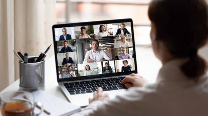 A person using video conferencing