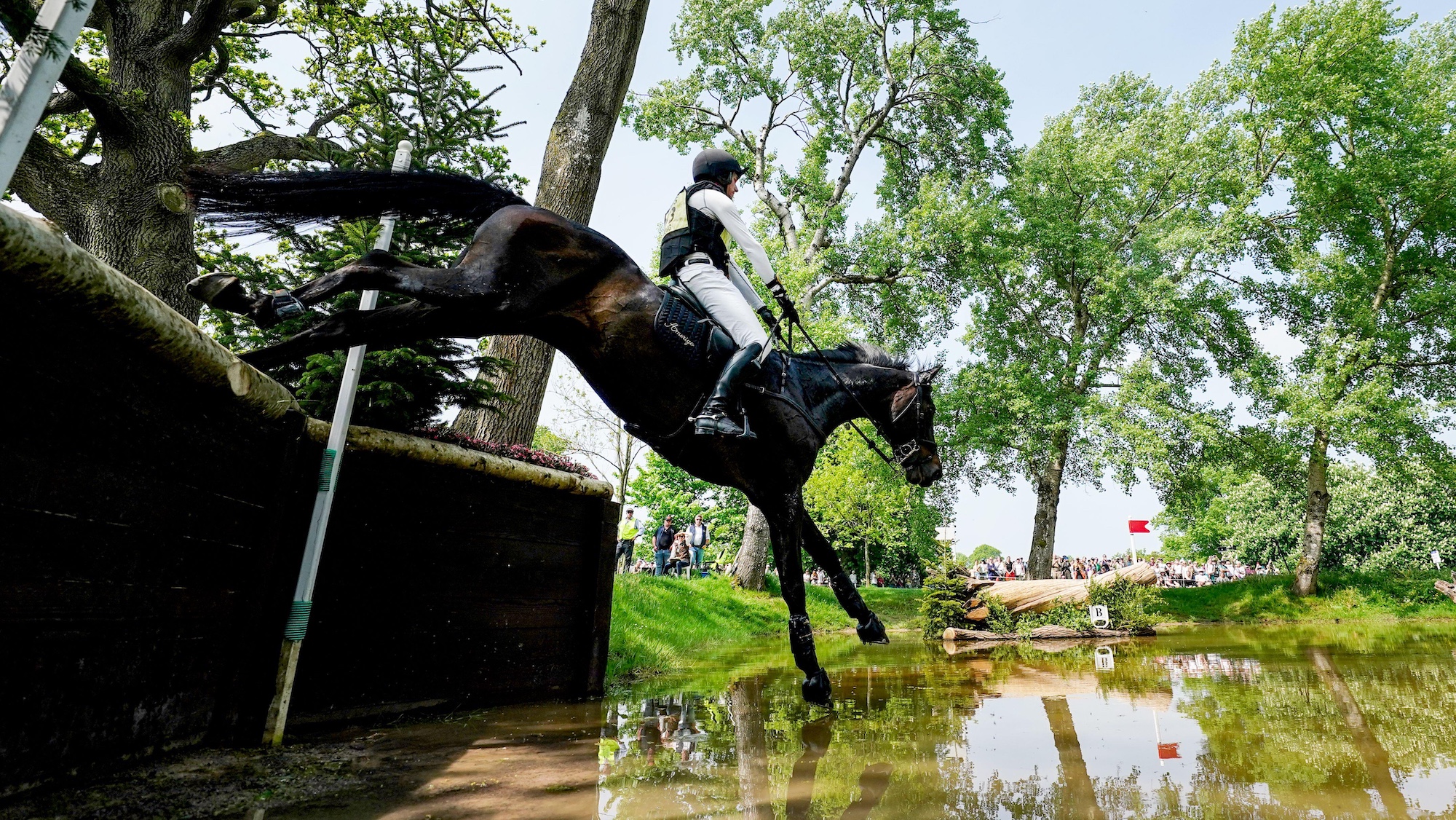 Felix Vogg and Cartania at drop fence at Badminton
