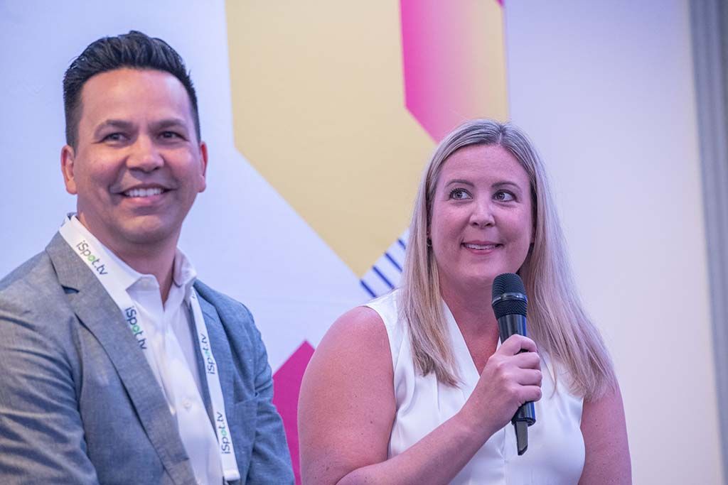Todd Hauser of fullthrottle.ai and Amy Anthony of Stream Companies during the panel session &ldquo;First-Party Data-Informed Video: Automotive Campaign Success.&rdquo;