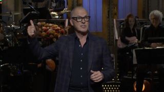 Michael Keaton putting his thumb up in Studio 8H in his monologue on SNL