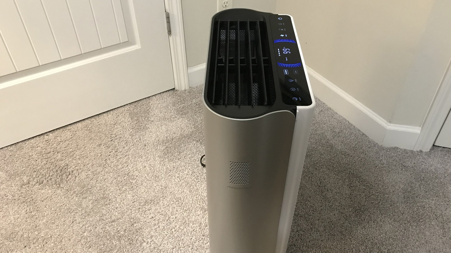 Levoit EverestAir air purifier in reviewer&#039;s hallway