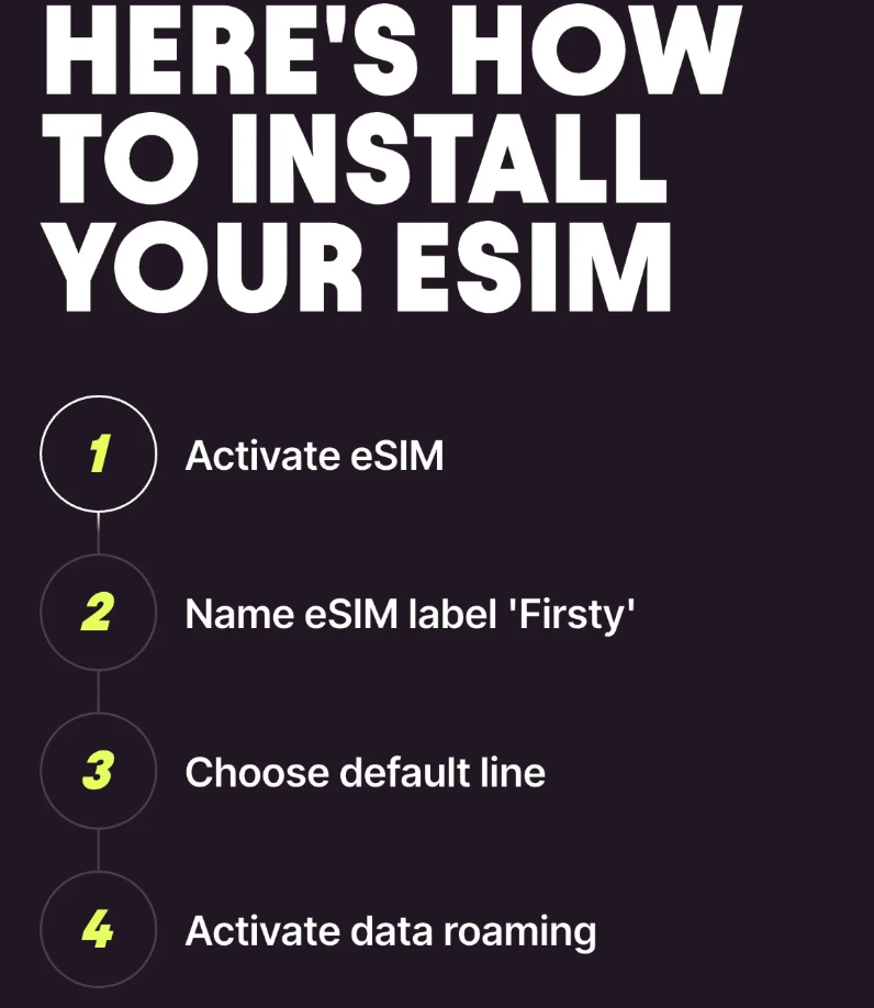 Firsty esim installation steps