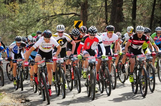 Christoph Sauser (Specialized) was never far from the front on the road section