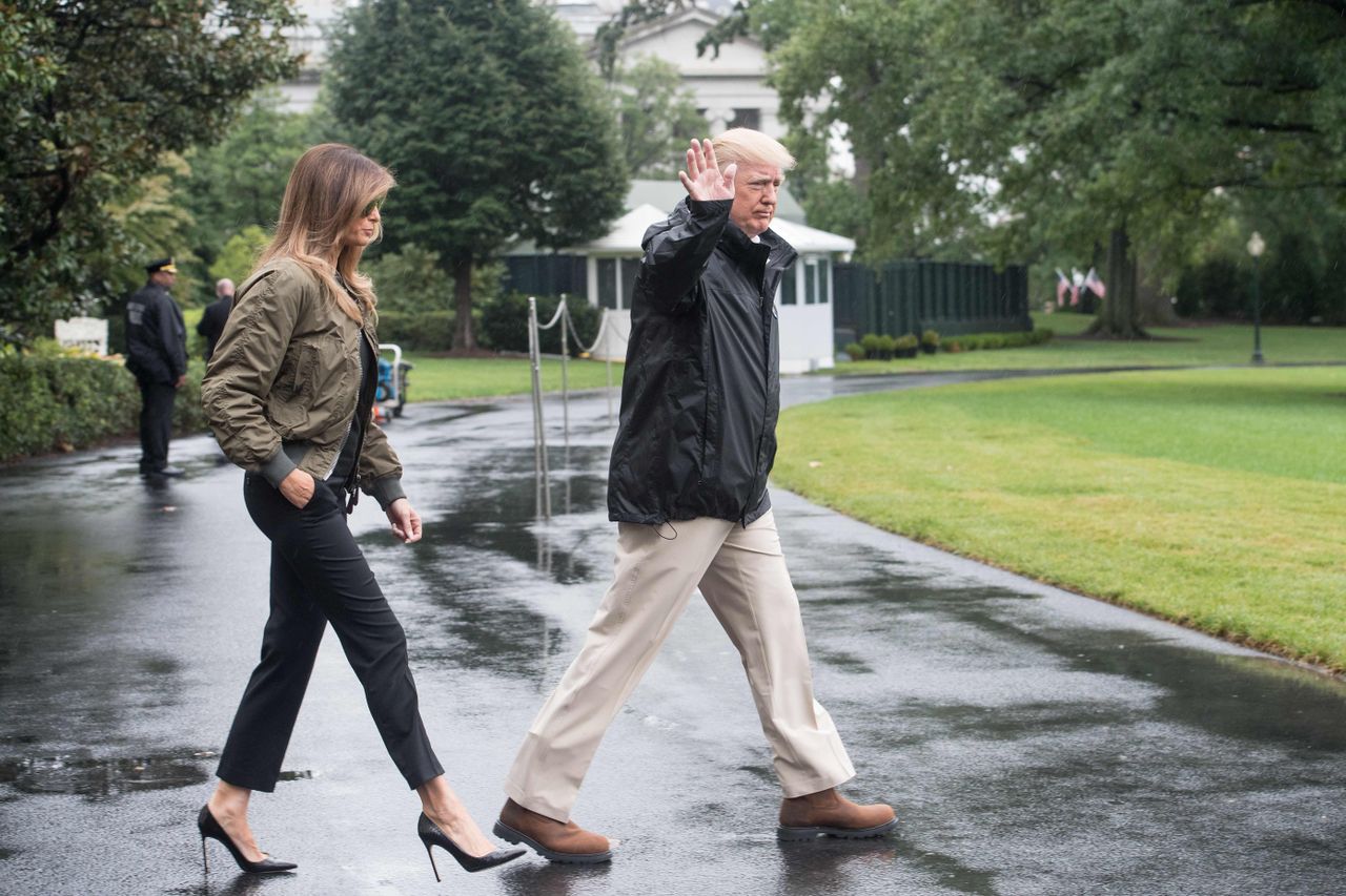 President and Melania Trump head to Marine One