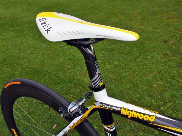 Most of the HTC-Columbia guys have chosen traditional telescoping seatposts for a little extra comfort on the cobbled classics.