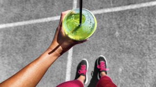 runner and green smoothie