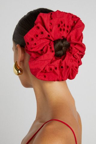 Red Broderie Oversized Scrunchie