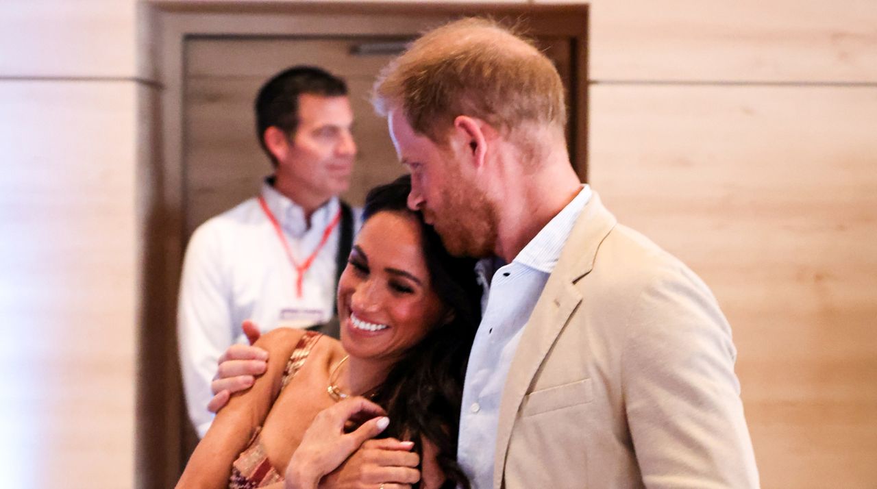 Meghan, Duchess of Sussex and Prince Harry, Duke of Sussex are seen at Centro Nacional de las Artes Delia Zapata during The Duke and Duchess of Sussex&#039;s Colombia Visit on August 15, 2024 in Bogota, Colombia. 