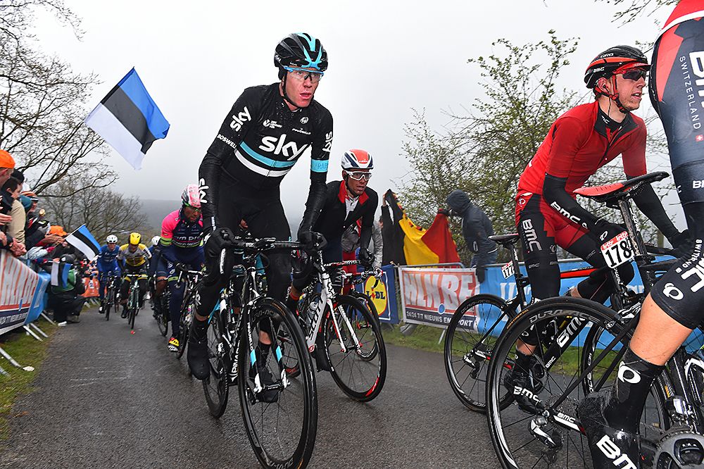 Chris Froome (Team Sky) rode in support of his team at Liege-Bastogne-Liege