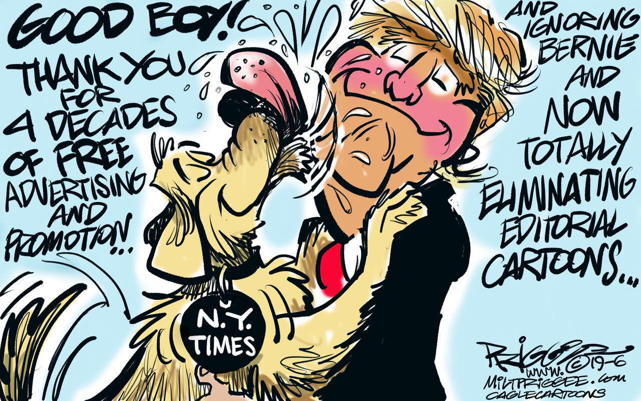 Political Cartoon U.S. Trump NYT Man&amp;#039;s Best Friend Dog