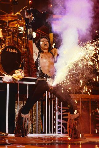 Blackie Lawless onstage with exploding codpiece