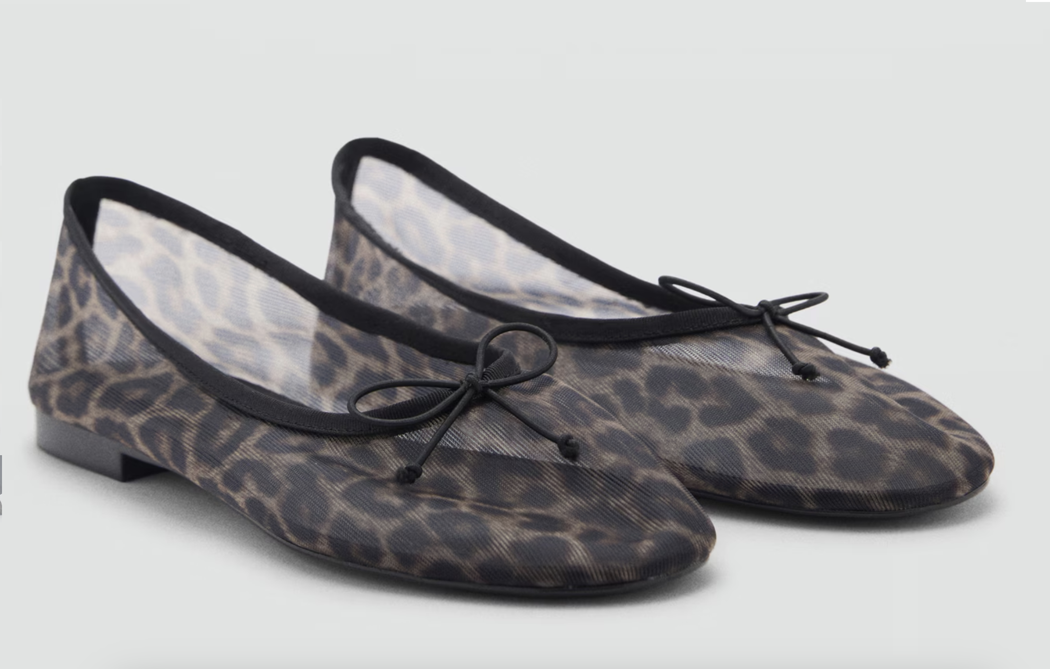 Animal-print mesh ballerina flats