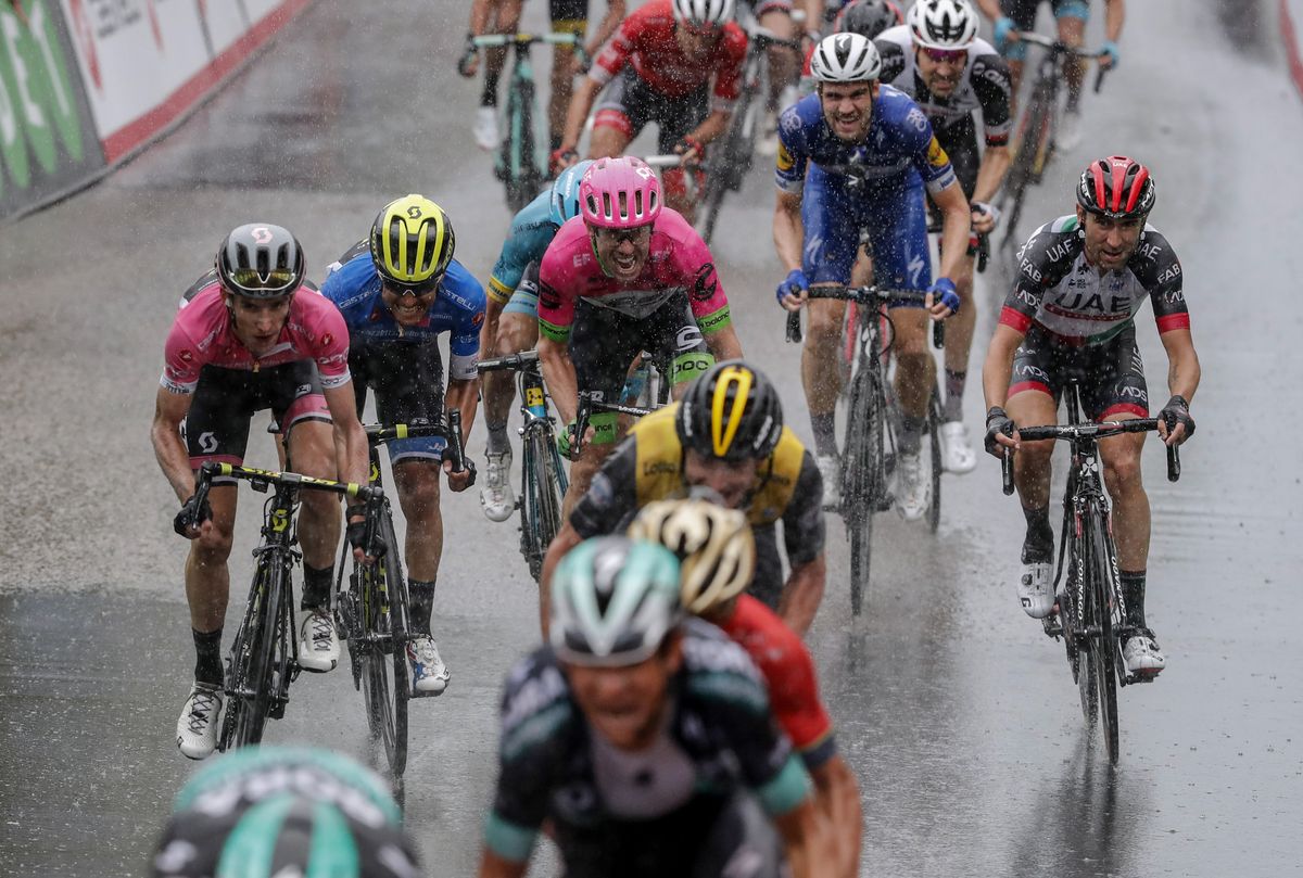 Michael Woods (EF Drapac) sprints in the chasing bunch