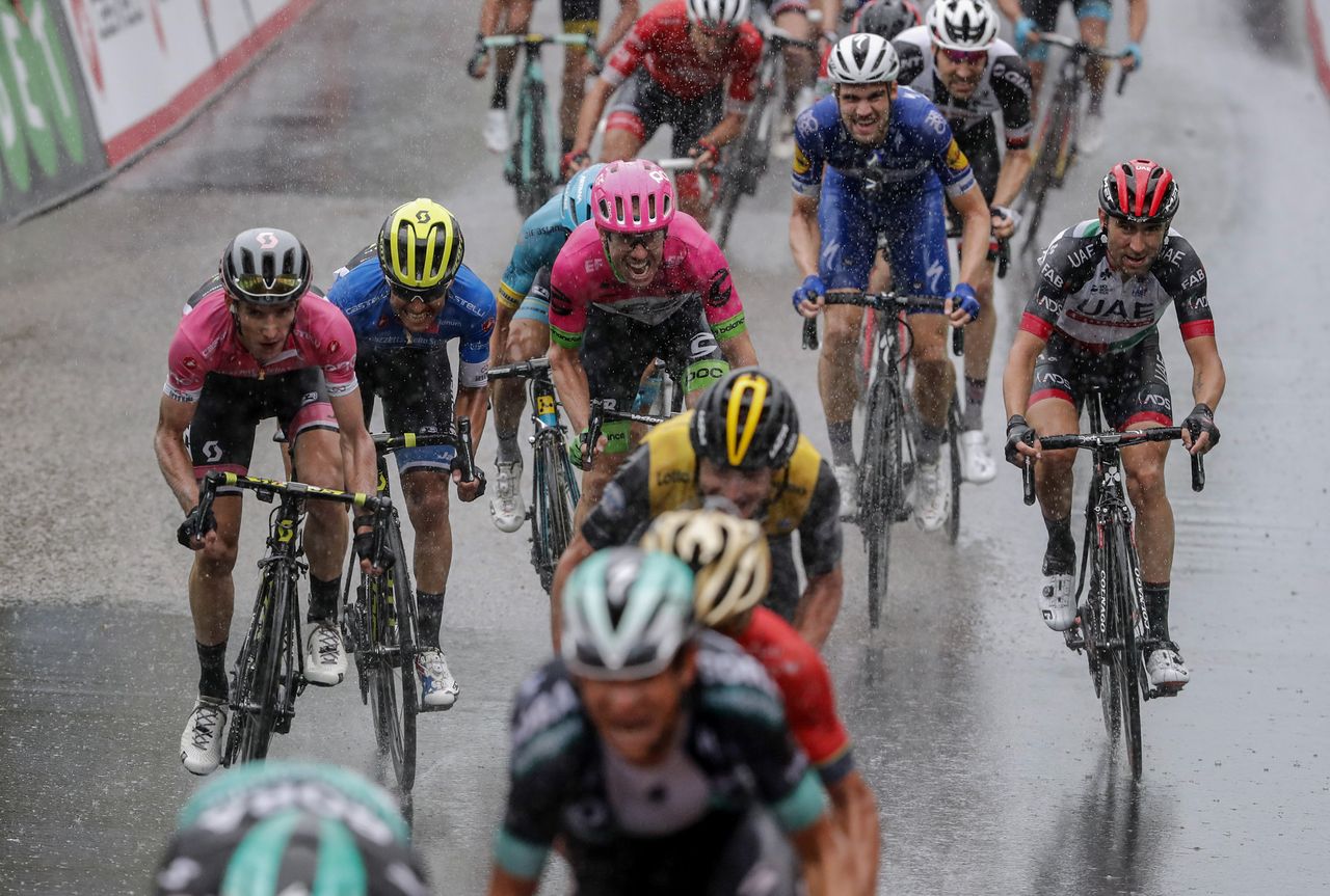 Michael Woods (EF Drapac) sprints in the chasing bunch