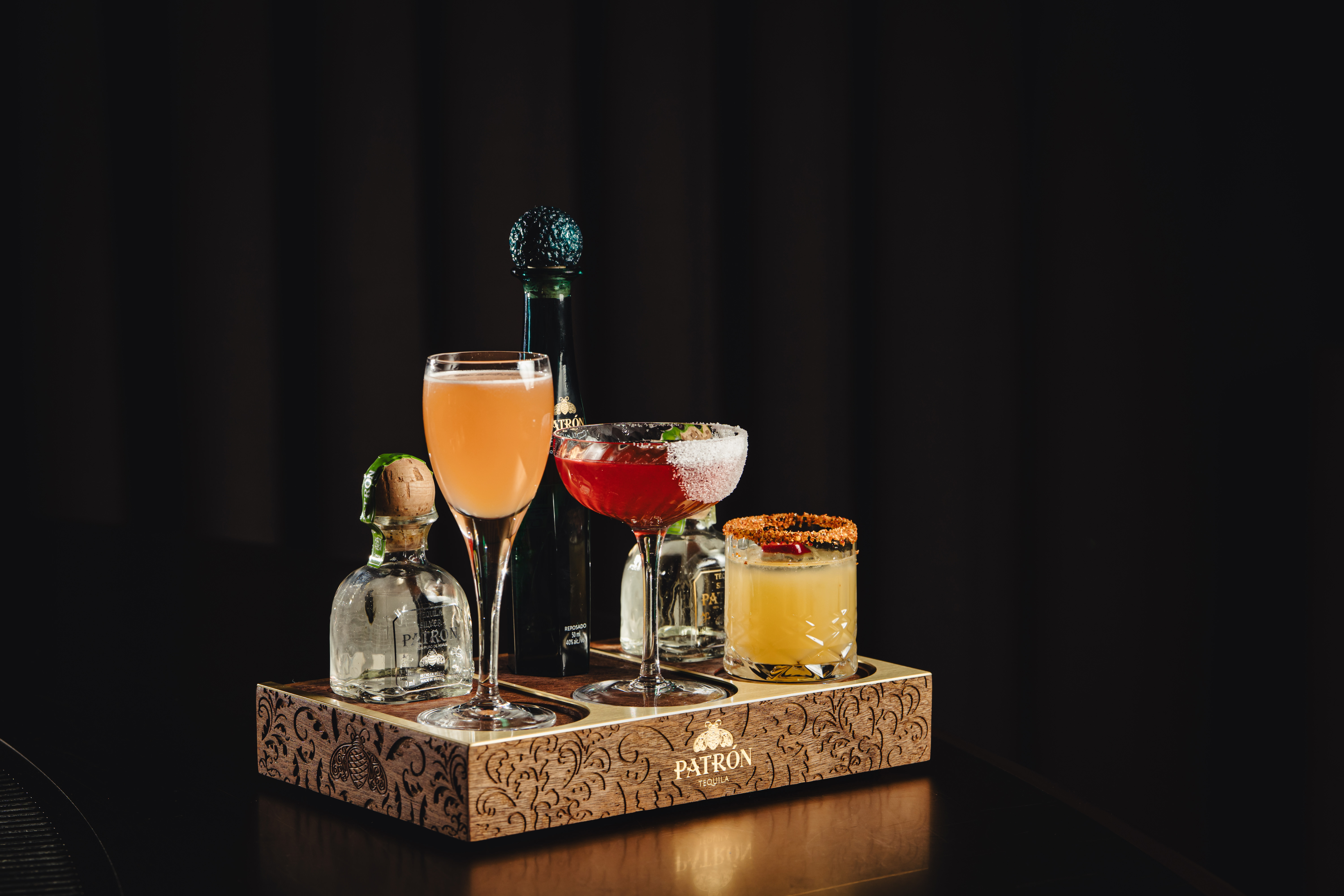 a flight of patron cocktails at mr porter in london