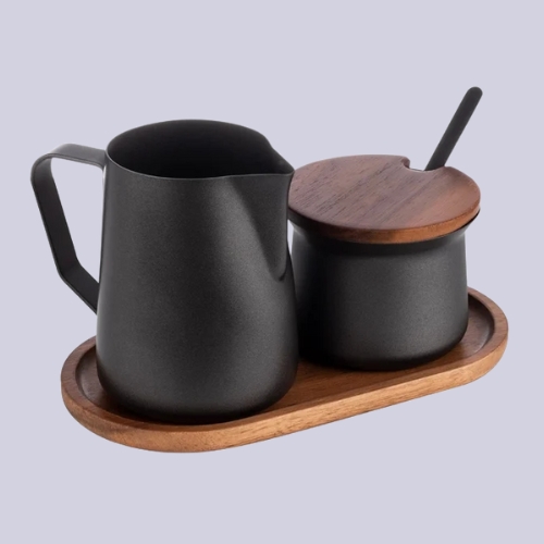 APS, Aps Acacia Wood and Stainless Steel Milk and Sugar Set
