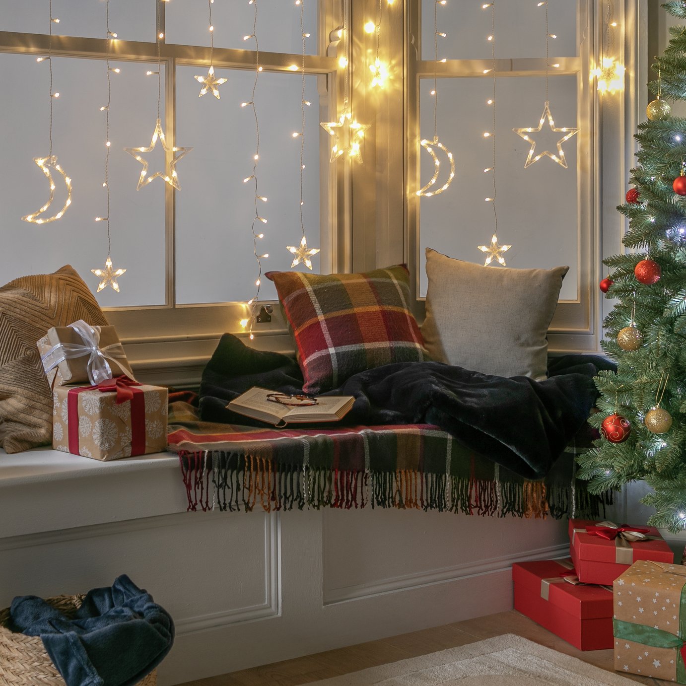 Habitat White Led Moon &amp;amp; Star Christmas Icicle Lights