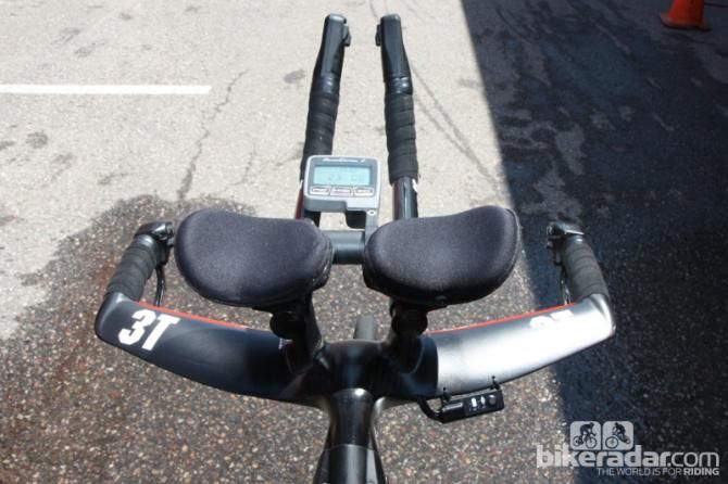 Van Garderen no has a custom-molded stem/aerobar from 3T. While most of the team rides stock bars, top riders like Cadel Evans and Taylor Phinney get this custom job