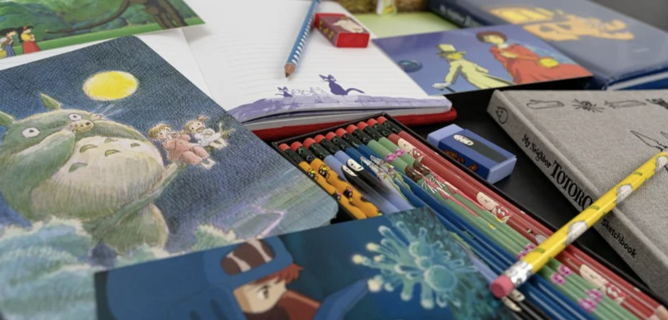 an image of some of the Studio Ghibli stationary merch that will be on offer