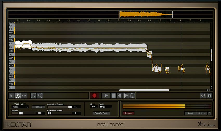 The Pitch Editor, available only with the Production Suite edition, offers manual editing of vocal pitch