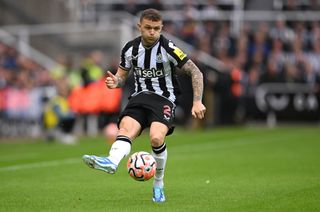 Newcastle player Kieran Trippier in action during the Premier League match between Newcastle United and Crystal Palace at St. James Park on October 21, 2023 in Newcastle upon Tyne, England. (Photo by Stu Forster/Getty Images)