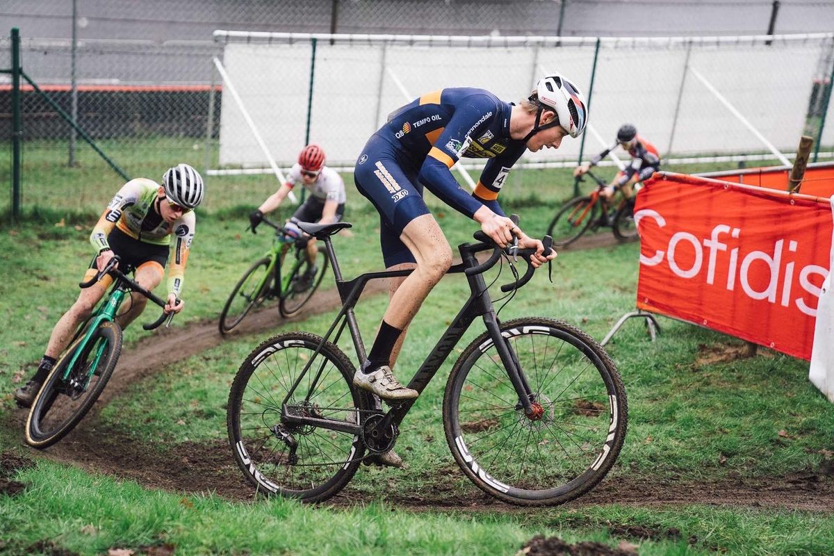 Vaughn Veenendaal competes for EuroCross Academy at a race in Belgium