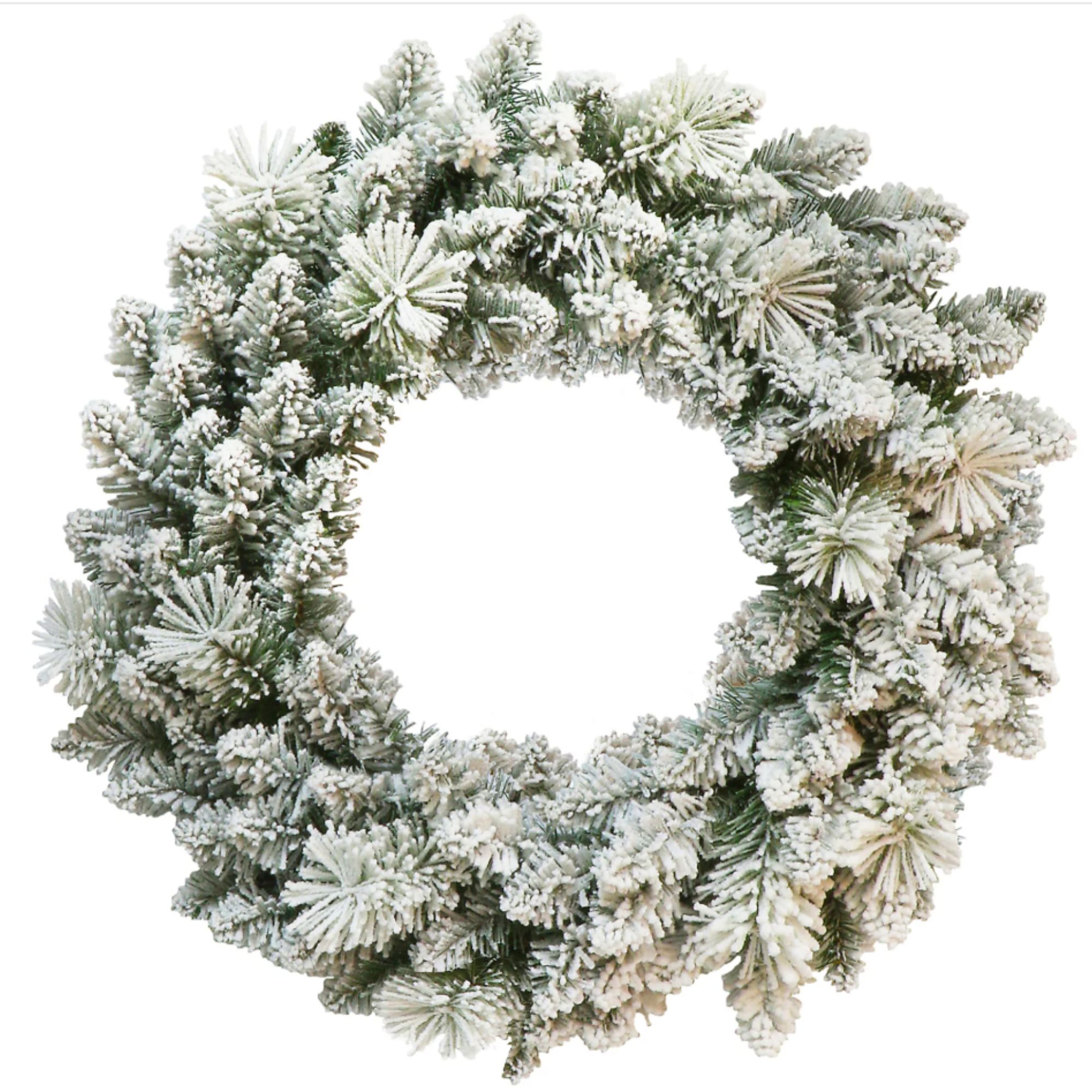 Puleo International 24&quot; Flocked Spruce Wreath with 110 Tips