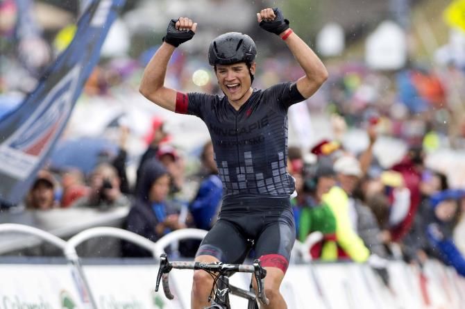 Robin Carpenter (Hincapie) celebrating his win