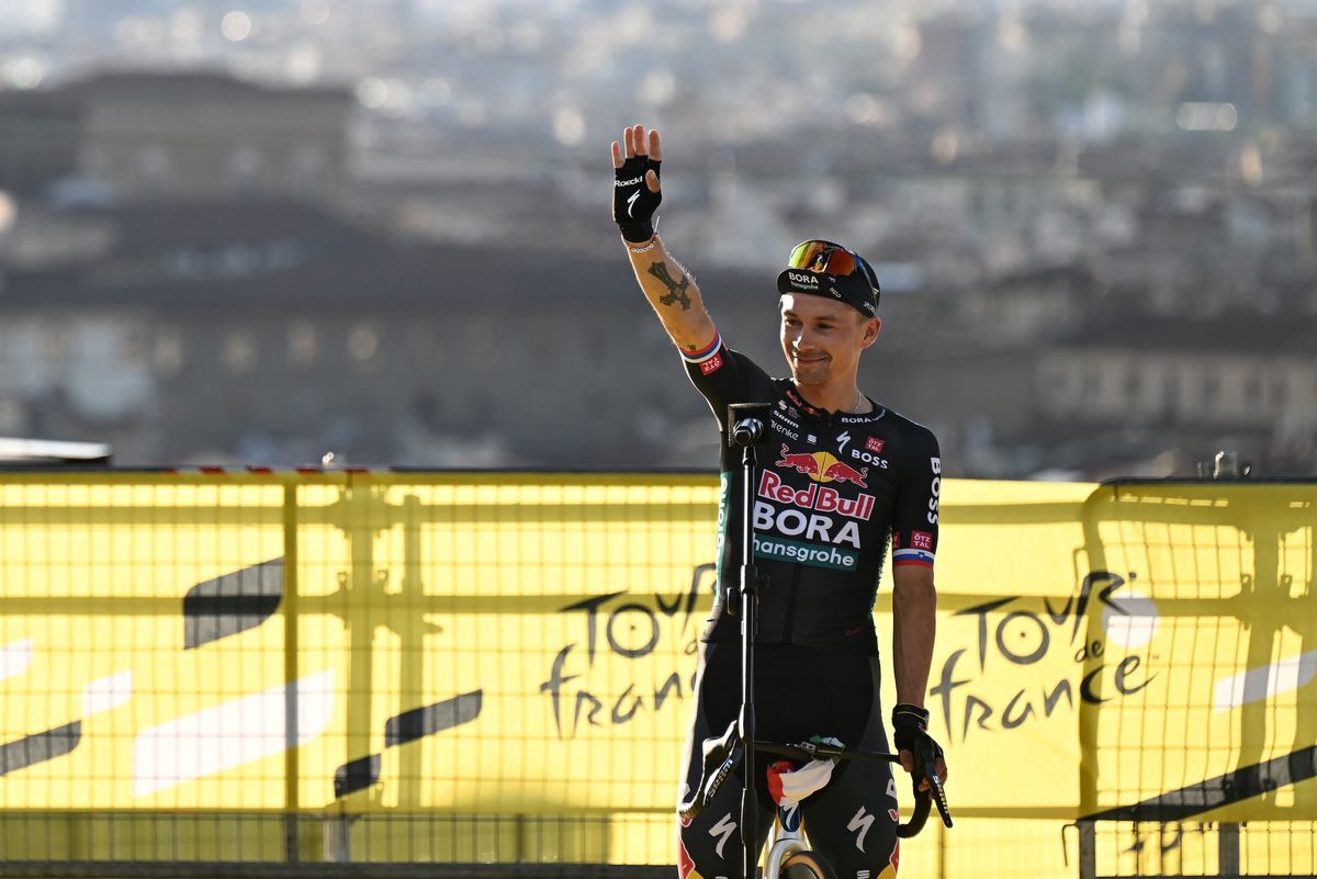 FIRENZE, ITALY - JUNE 27: Primoz Roglic of Slovenia and Team Red Bull â€“ BORA â€“ hansgrohe during the 111th Tour de France 2024 - Team Presentation / #UCIWT / on June 27, 2024 in Firenze, Italy. (Photo by Tim de Waele/Getty Images)