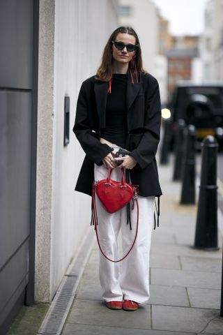 Red accessories on the streets of London