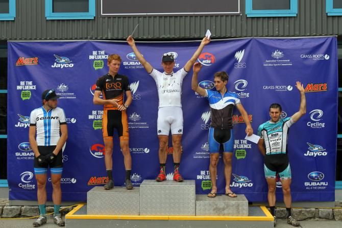 Elite men's cross country podium in Thredbo
