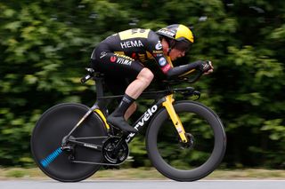 ROCHELAMOLIERE FRANCE JUNE 02 Jonas Vingegaard Rasmussen of Denmark and Team Jumbo Visma during the 73rd Critrium du Dauphin 2021 Stage 4 a 164km Individual Time Trial stage from Firminy to RochelaMolire 585m ITT UCIworldtour Dauphin dauphine on June 02 2021 in RochelaMoliere France Photo by Bas CzerwinskiGetty Images