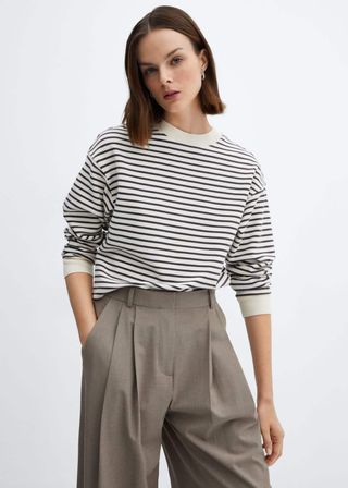 Striped Knitted Sweatshirt - Women