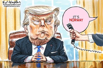 Political Cartoon U.S. Trump Norway Foreign Interference Election Dirt