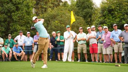rory mcilroy teeing off at The Masters