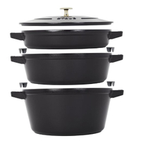 Staub Cast Iron Set 4-Piece, Stackable Space-Saving Cookware Set