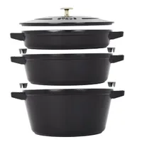 Staub Cast Iron Set 4-Piece, Stackable Space-Saving Cookware Set