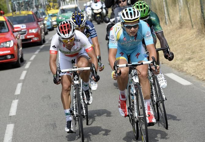 The day's breakaway headed up by Alexey Lutsenko and Yukiya Arashiro