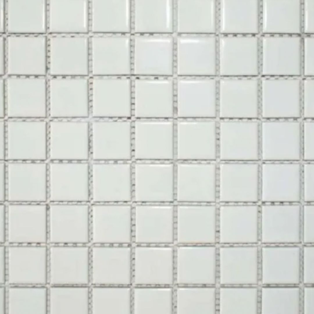Pixel White Square Gloss 25x25 Mosaic Tiles