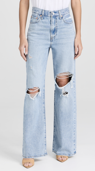 Rib cage jeans with wide legs
