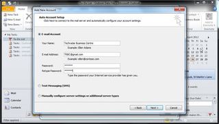 Adding a Gmail account in Outlook 2010