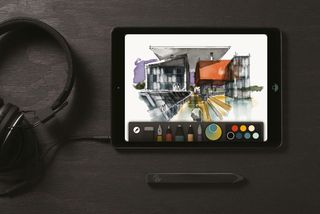 The unique tip on FiftyThree’s Pencil is shaped to create lines of all sizes without any settings, leaving you more screen space to draw