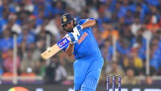 India skipper Rohit Sharma hits a 6 before the start of the India vs New Zealand live stream