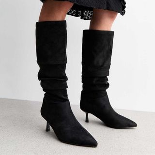 black suede knee high boots