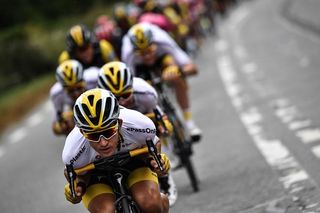 Michal Kwiatkowski (Team Sky) leads Team Sky through the processional stage 21 at the Tour de France