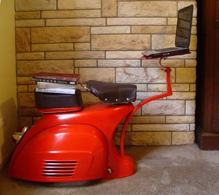 Designer David Giammetta rescued this 1968 Vespa Sprint and turned it into this awesome work station