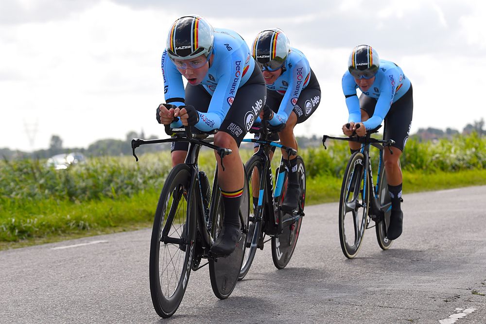 Belgium racing the inaugural Mixed Relay TTT at the European Championships