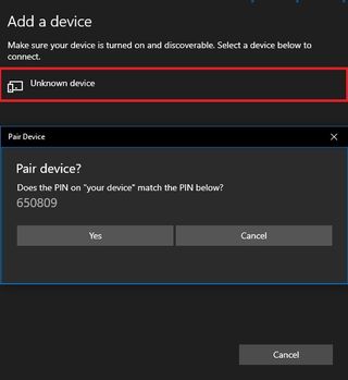 Pair Bluetooth device on Windows 10