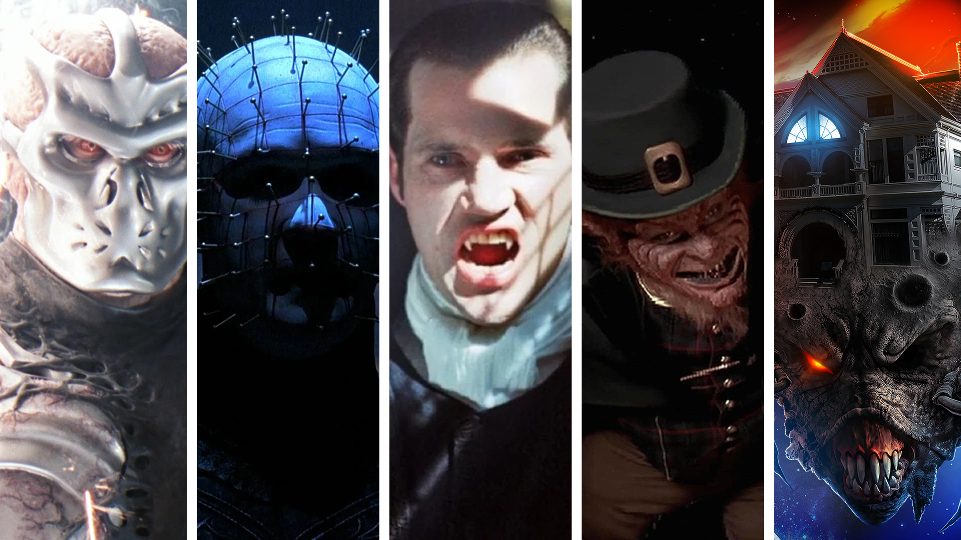 Split image showing 5 horror movies that went to space.